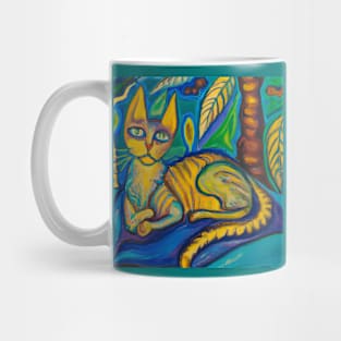 Relaxing Cat in the style of Paul Gauguin Mug